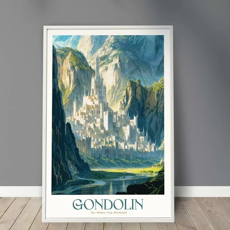 Gondolin Poster, Lord of the Rings Travel Posters
