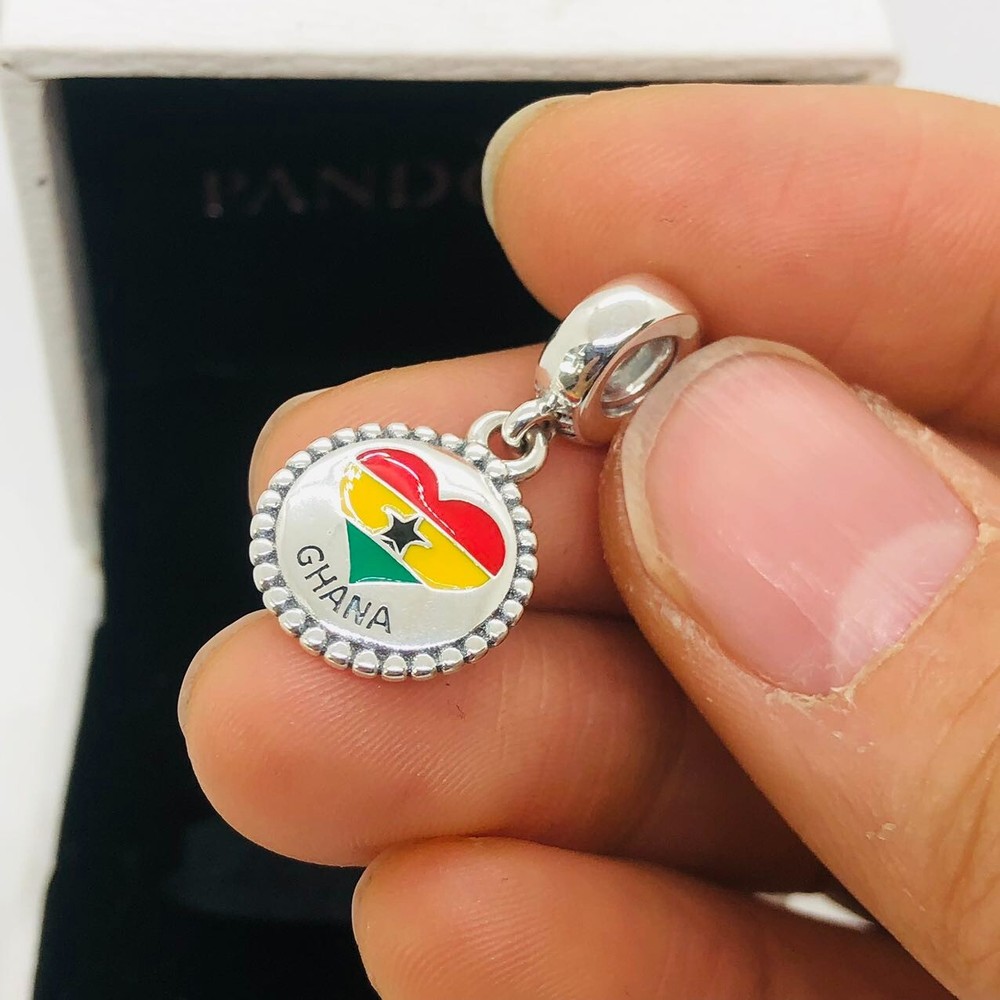 Pandora Ghana Flag Charm S925 Sterling Silver Jewelry