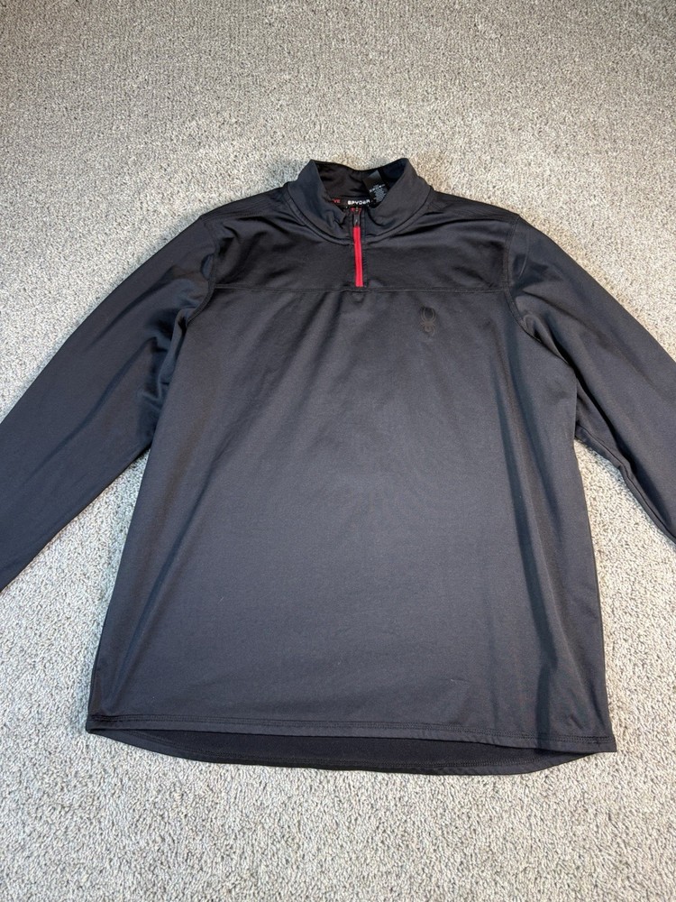Spyder Sweatshirt Mens Large Black Quarter Zip Pro Web Active Polyester Blend