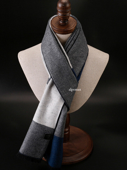 100% Mulberry Silk Brushed Nap Scarf Men Women Wrap Plaids Black Gray Gifts