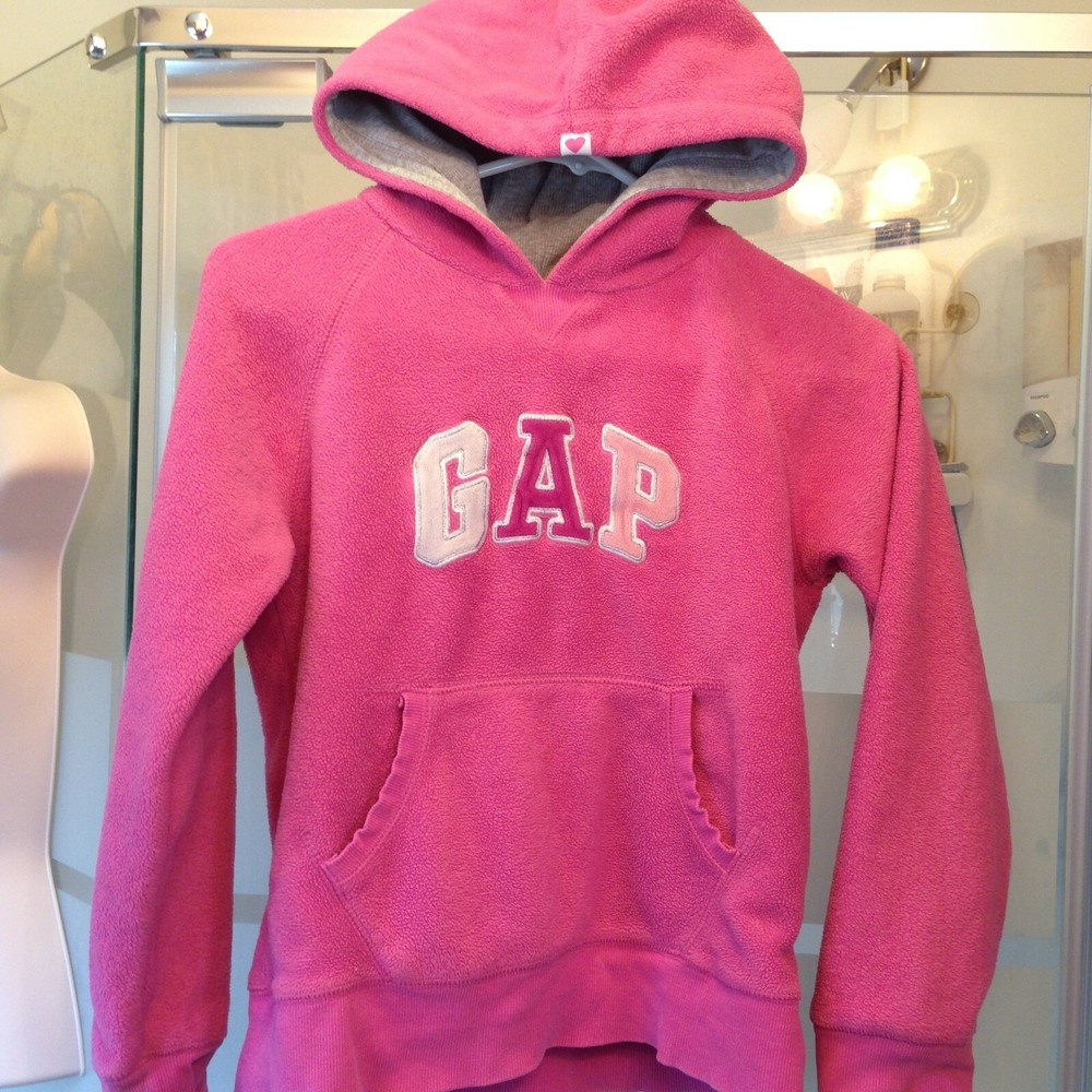 Girls Pink Fleece GAP Hoodie Pullover - SZ L (10)