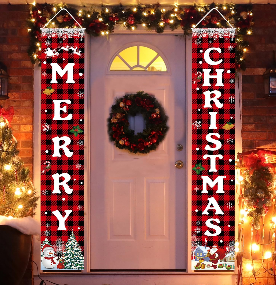 🎄 Christmas Porch Banner Merry Xmas Door Sign Indoor Outdoor Home Decor
