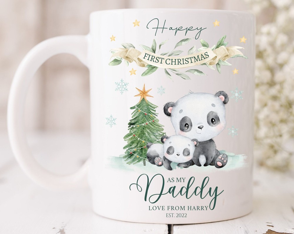 Daddy First Christmas Mug Cup Daddy 1st Christmas Present 2022 New Dad Gift Name