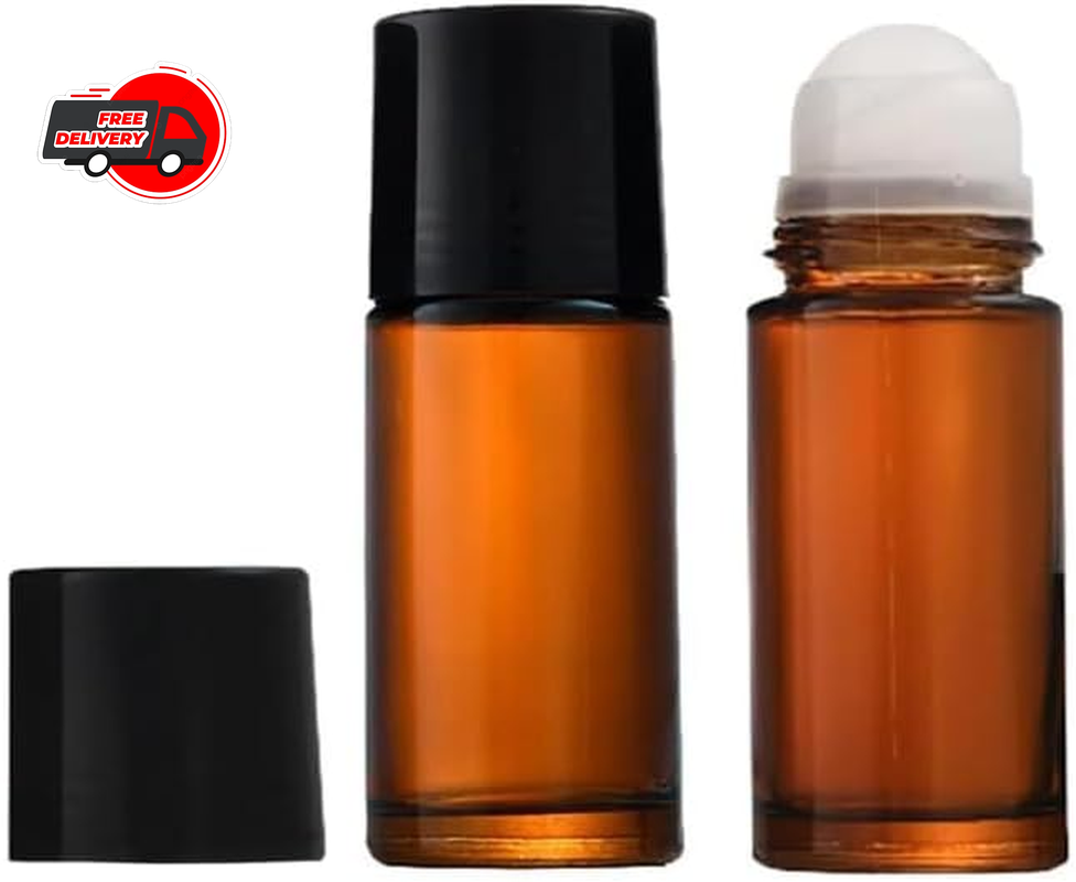 2 Pcs 50ml Brown Glass Essential Oil Roller Refillable Roll On Deodorant Bottles