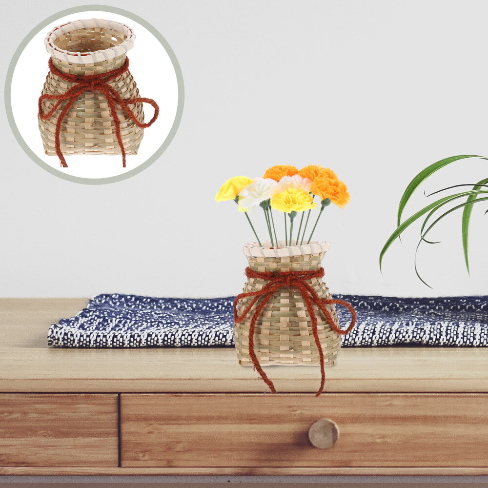 Pottery Basket Simple Woven Girl Bamboo Flower Arrangement Container Wedding