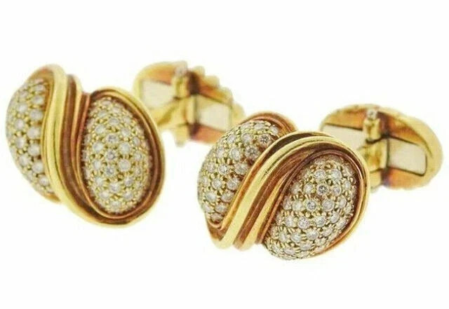 2Ct Round Cut Lab-Created Diamond Men's Wedding Cufflinks 14k Yellow Gold Plated