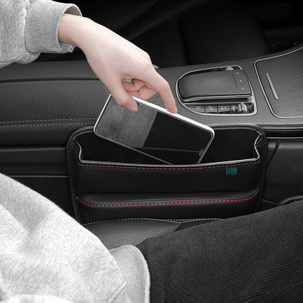 Car Seat Crevice Organizer PU Leather Car Console Side Seat Filler Organizer
