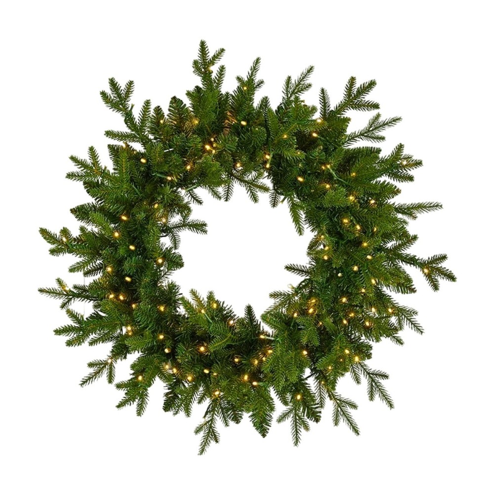 Seasonal LLC Prelit Dandan Pine Wreath 24 Inch 150 Warm LED Lights 375 Branches-image