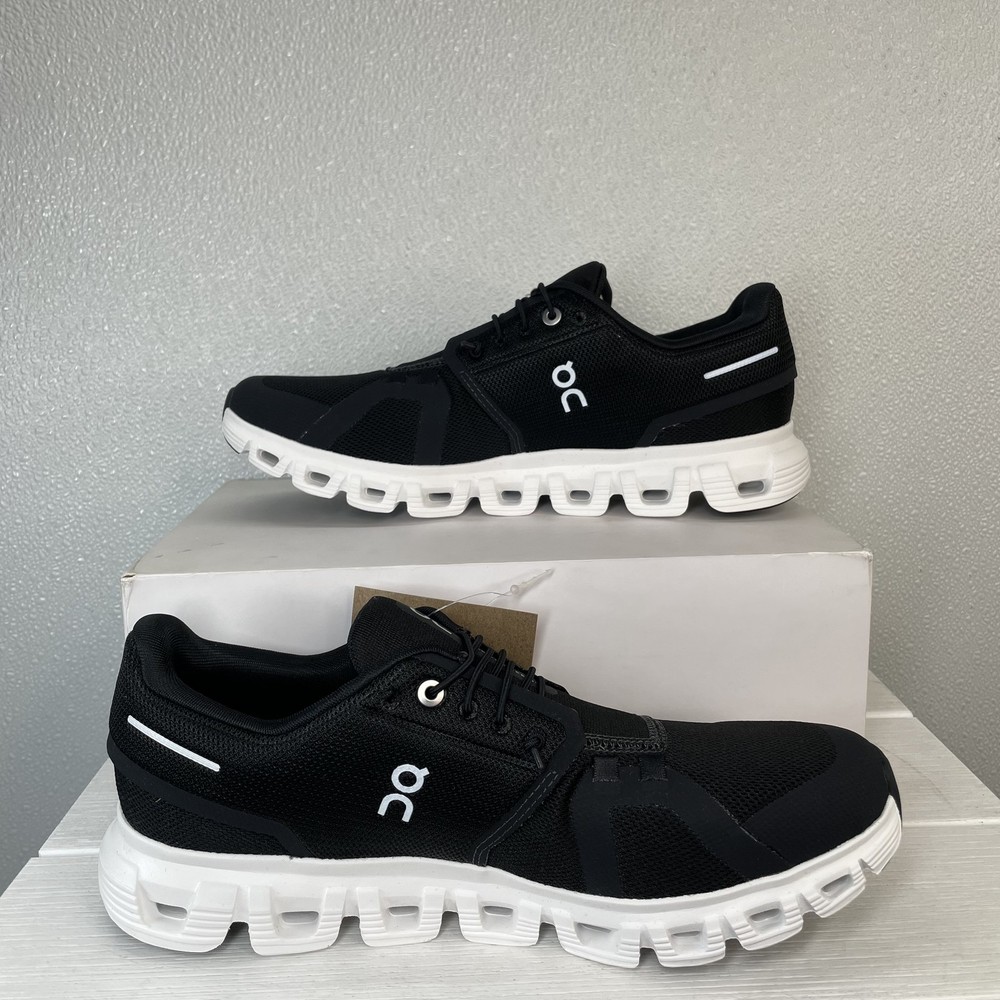 On Mens Size 8.5 Cloud 6 Athletic Running Sneaker Midnight Black White Lace Up