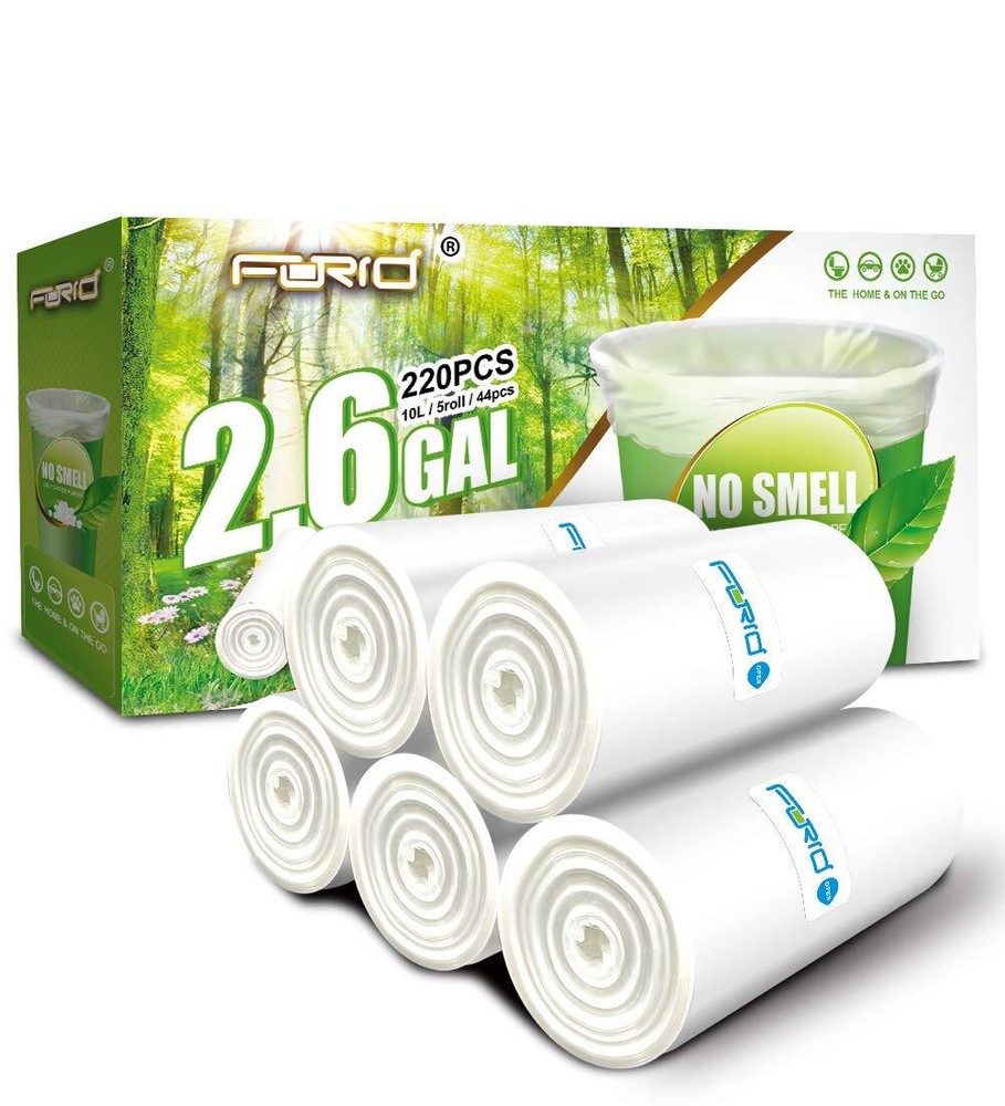 Small Clear Trash Bags – 2.6 Gallon Garbage Bags Wastebasket Bin Liners 220 C...