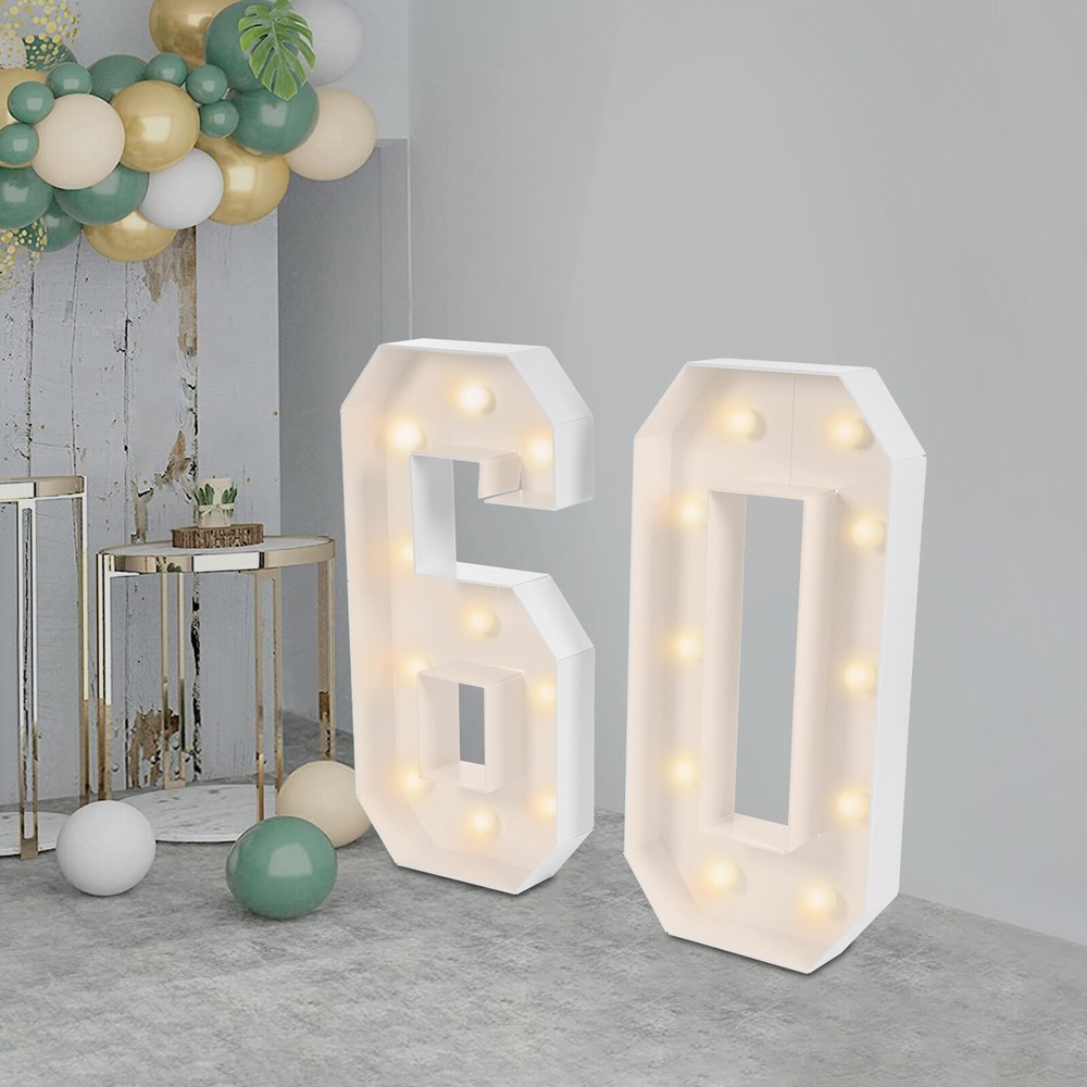 60th Birthday Light Up Numbers for Party Decorations