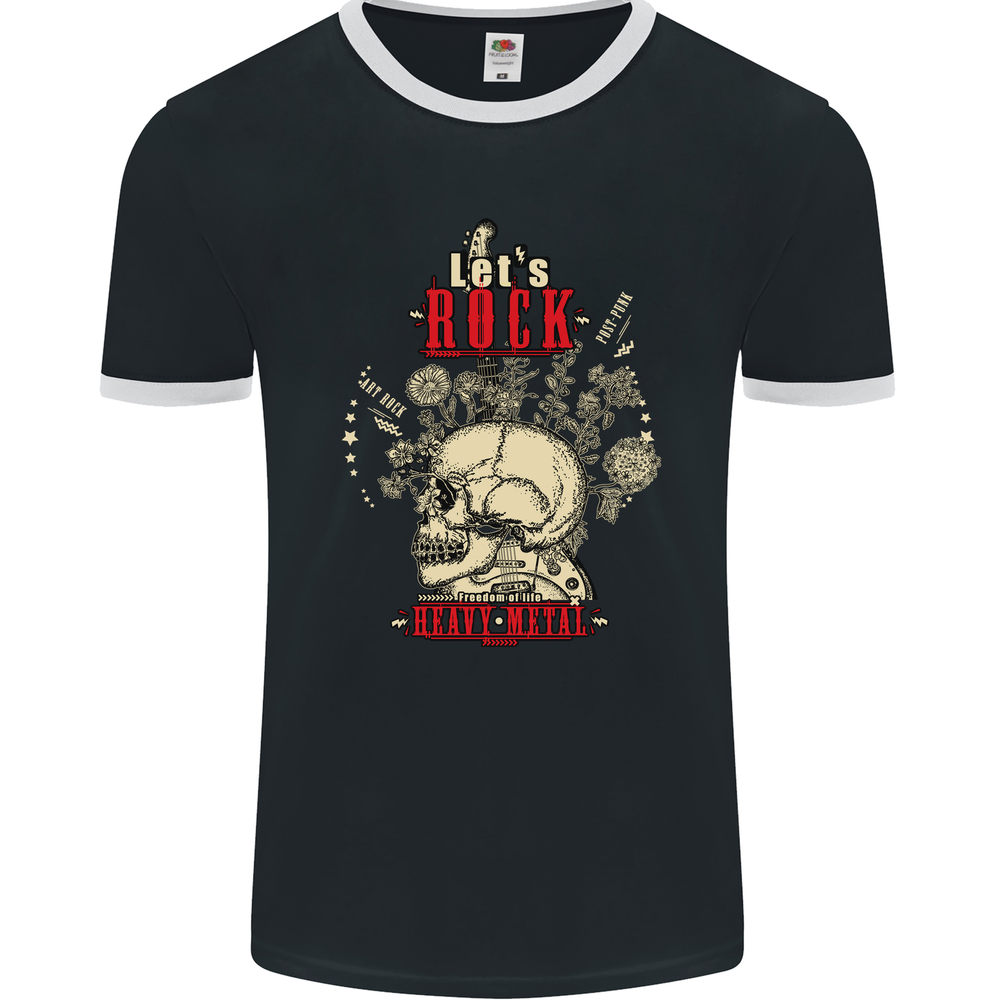 Lets Rock Heavy Metal Skull Mens Ringer T-Shirt FotL