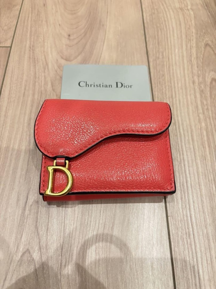 Christian Dior Pink Leather Tri-Fold Mini Wallet