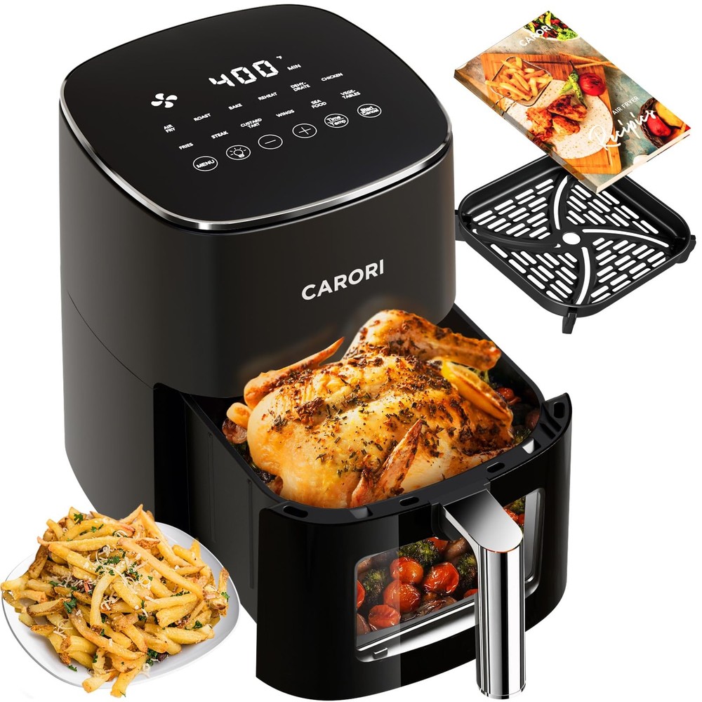 Air Fryer 12 Preset with Viewing Window, 6Qt Large Capacity, 400℉ Max Crisp, ...