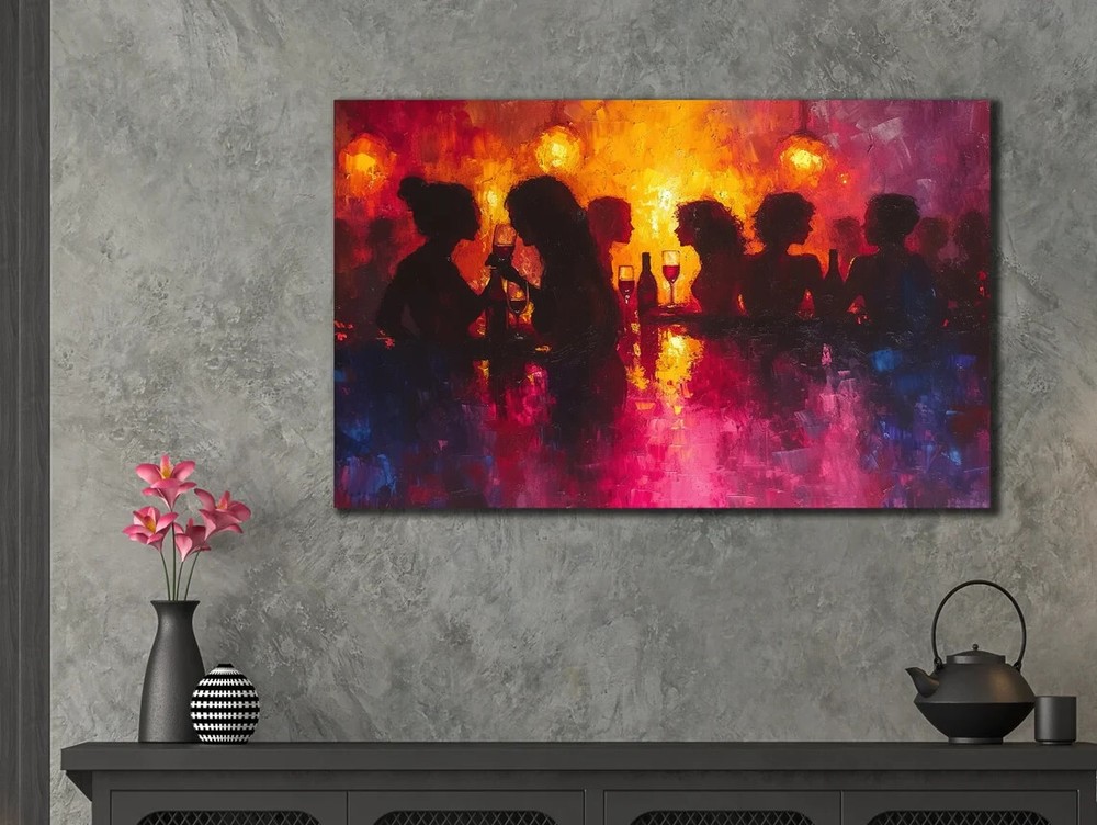 Vintage Pub Abstract Colorful Painting Unframed Canvas Print Australian Wall Art