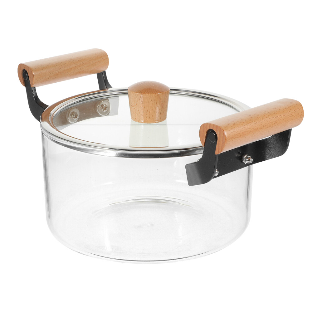 Glass Cooking Pot Saucepan with Cover Kettle Soup Noodle Bowl Travel