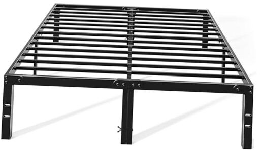 Metal Full Bed Frame - 14in High with Storage Space, No Box Spring Full Size