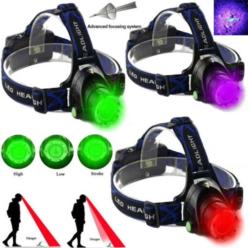 Red/Green/UV LED Hunting Headlamp Head Light Torch Night Coyote Hog Night Vision
