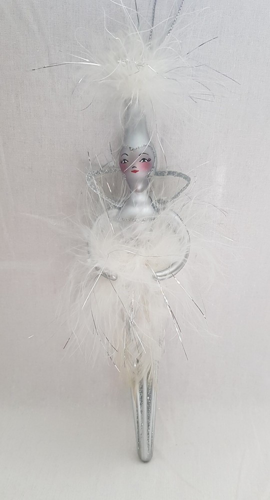 De Carlini Silver Blown Glass Icicle Queen Christmas Ornament 9