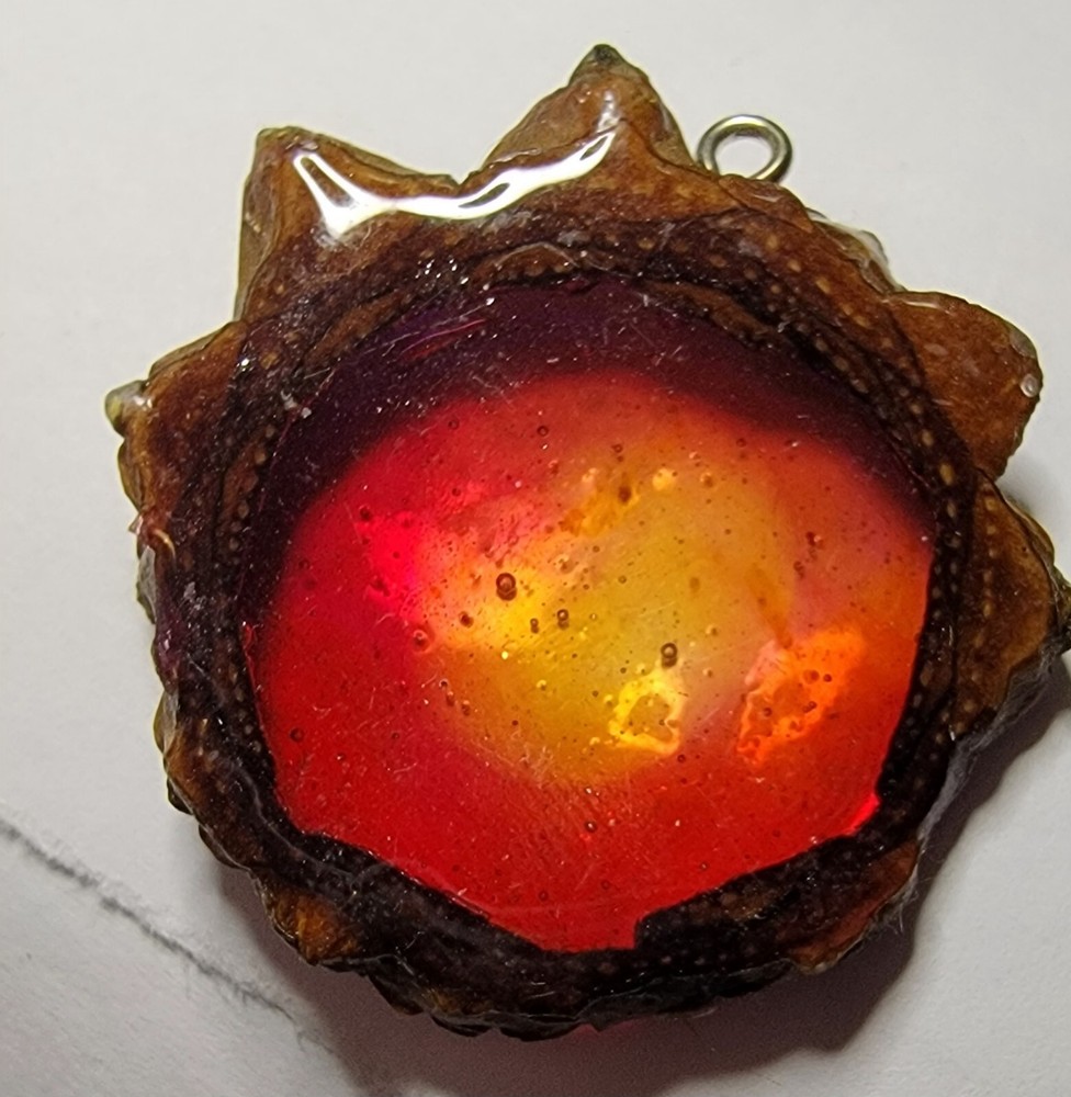 Knobcone Colorful Neon Resin Filled Slice Pendant