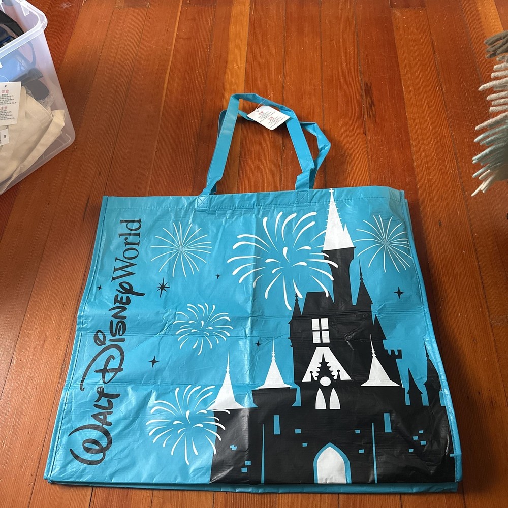 Disney World Four Parks Reusable Large Blue Shopping Tote Bag  