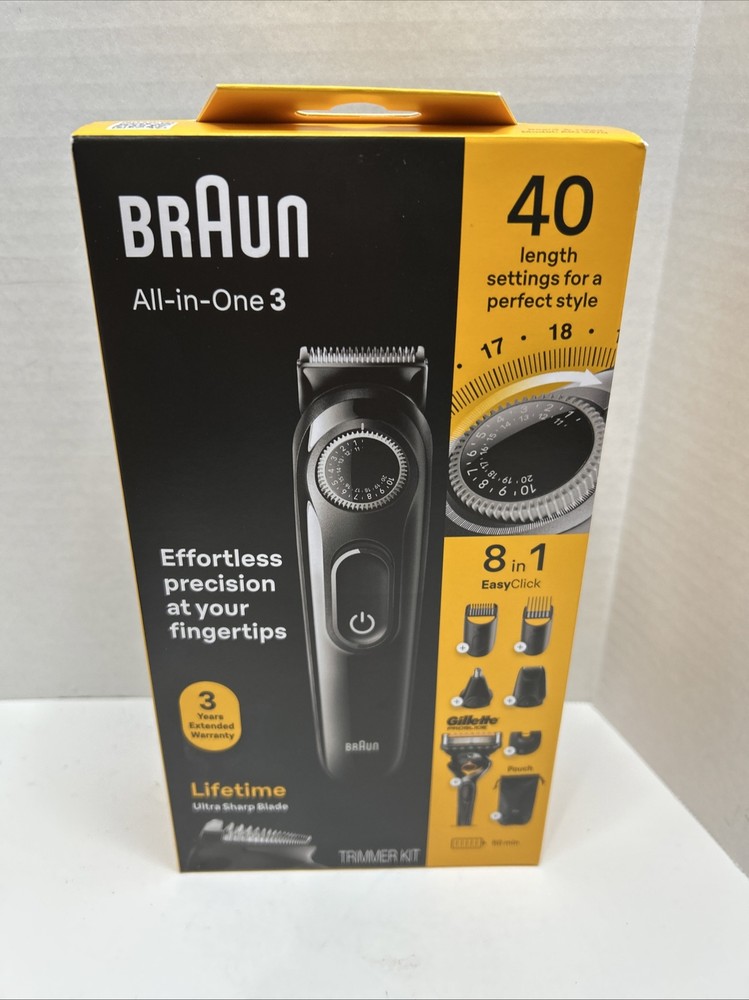 Braun All-in-One 3 Trimmer 8in1 Beard & Hair Trimmer Kit NEW!