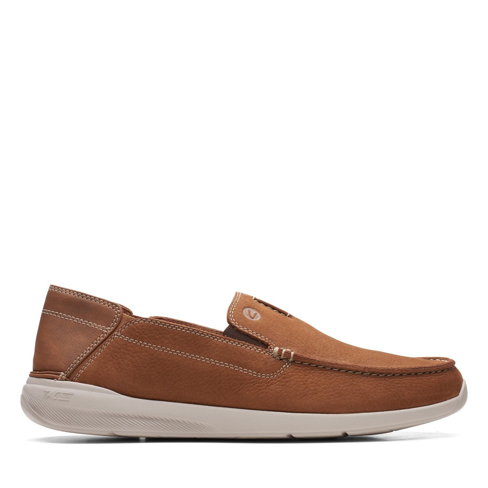 Clarks Gorwin Step Mens Brown Wide Loafers Casual Shoes Size 13