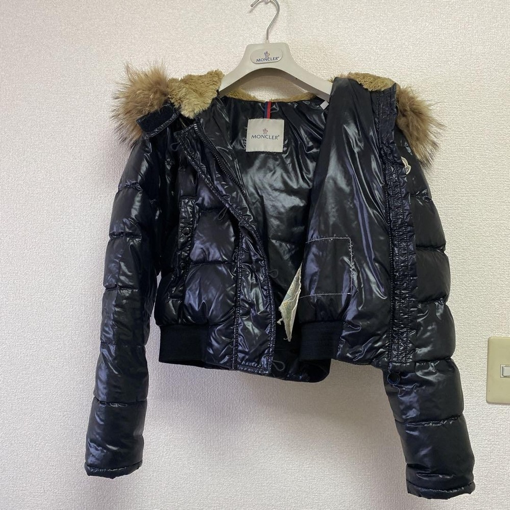 Moncler Black S Size Down Jacket With Fur Hood
