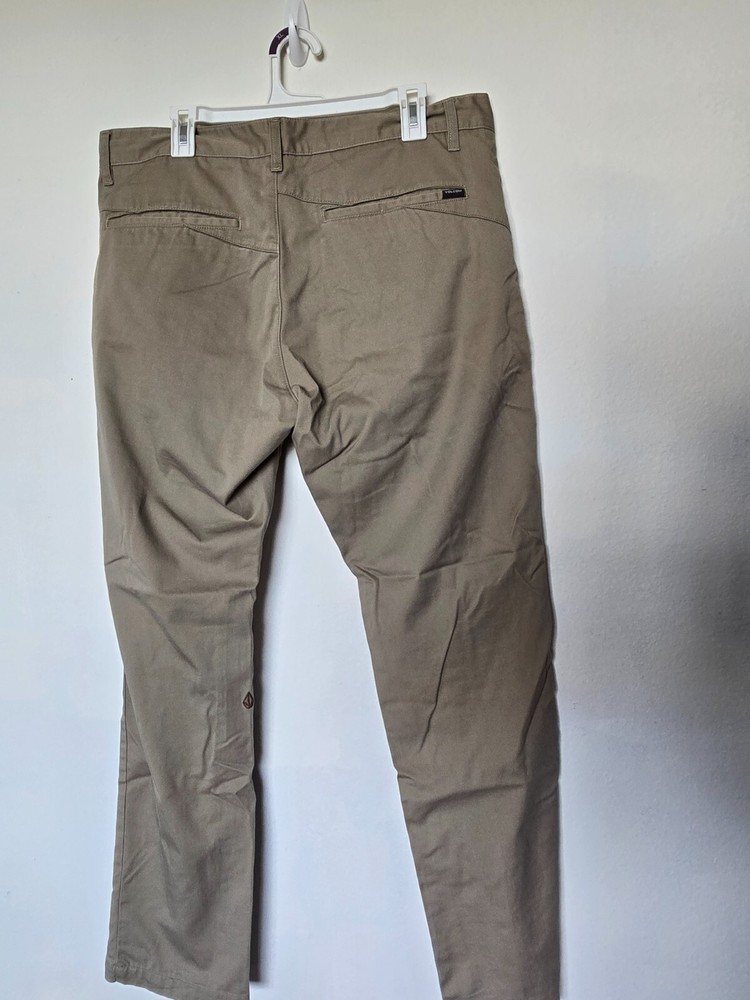Volcom Pants Mens 36 khaki straight logo on leg work Pants. New.