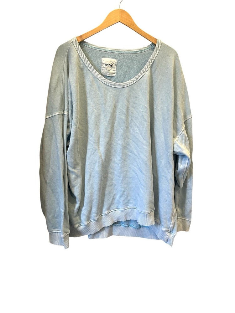 Aerie Women's Blue Slouchy Oversize Crewneck Pullover