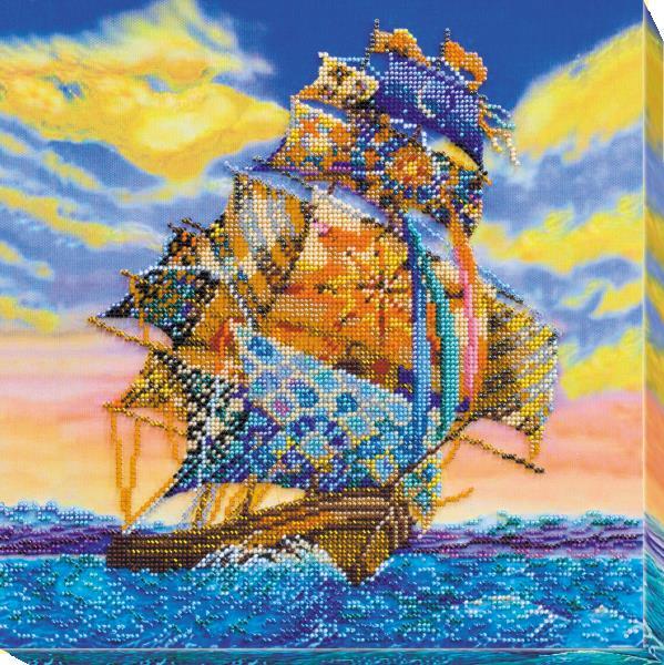 Bead embroidery kit In full sail needlework kit Art canvas beadwork pattern