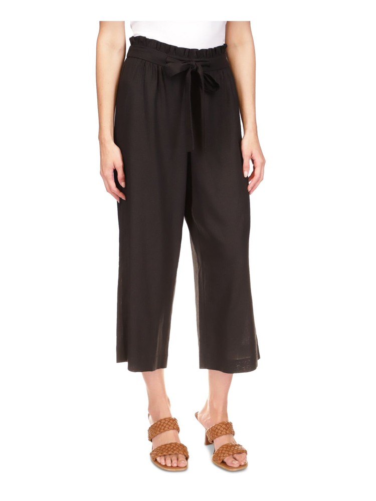MICHAEL MICHAEL KORS Womens Black Tie Waist Cropped Wide Leg High Waist Pants XS