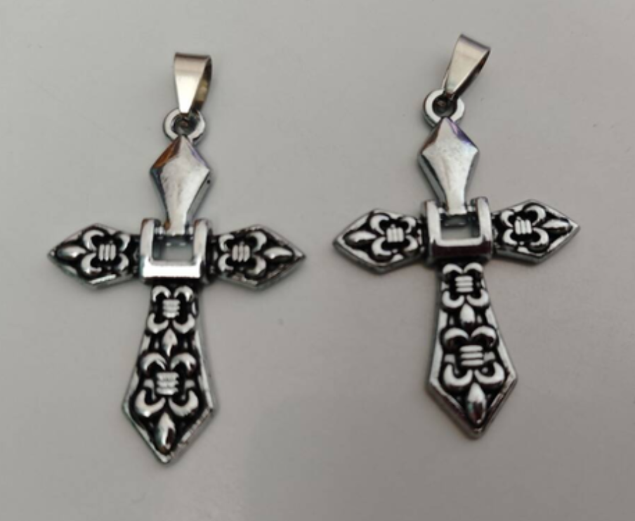 Free shipping of 4pcs new cross couple titanium steel pendants 46x32mm