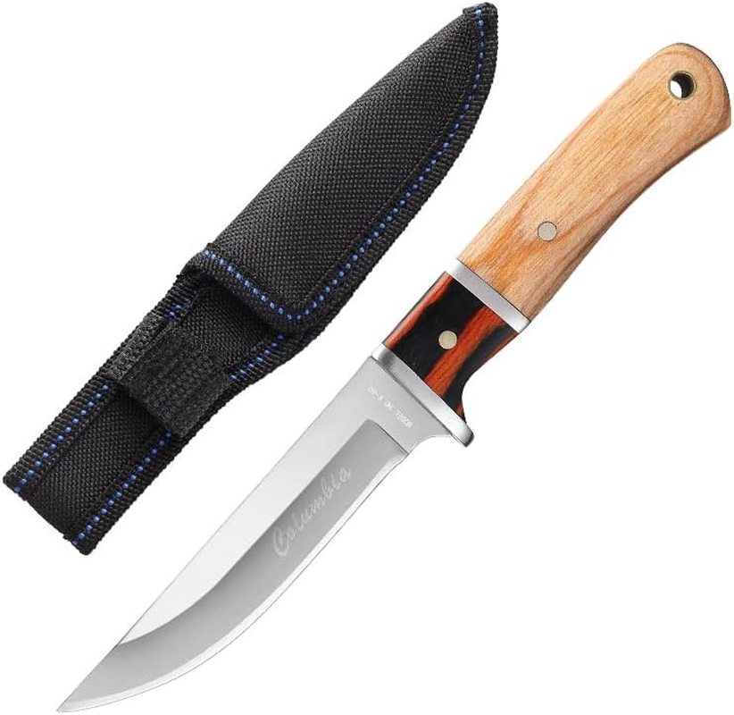 6.3 Inch Fixed Blade Hunting Knife with Nylon Sheath - Lightweight Compact Cutter  