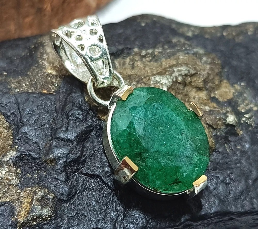 Certified 28.30 Ct Stunning Emerald Solid Silver Oval Cabochon Pendant Gemstone