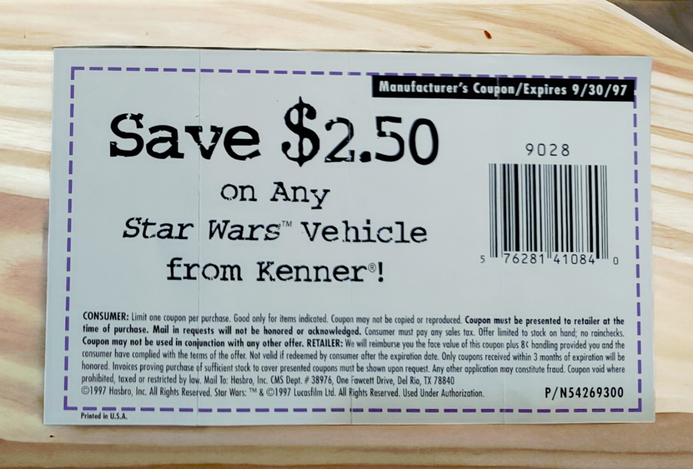 1997 Kenner Star Wars Vintage Coupon Collectible Memorabilia-image