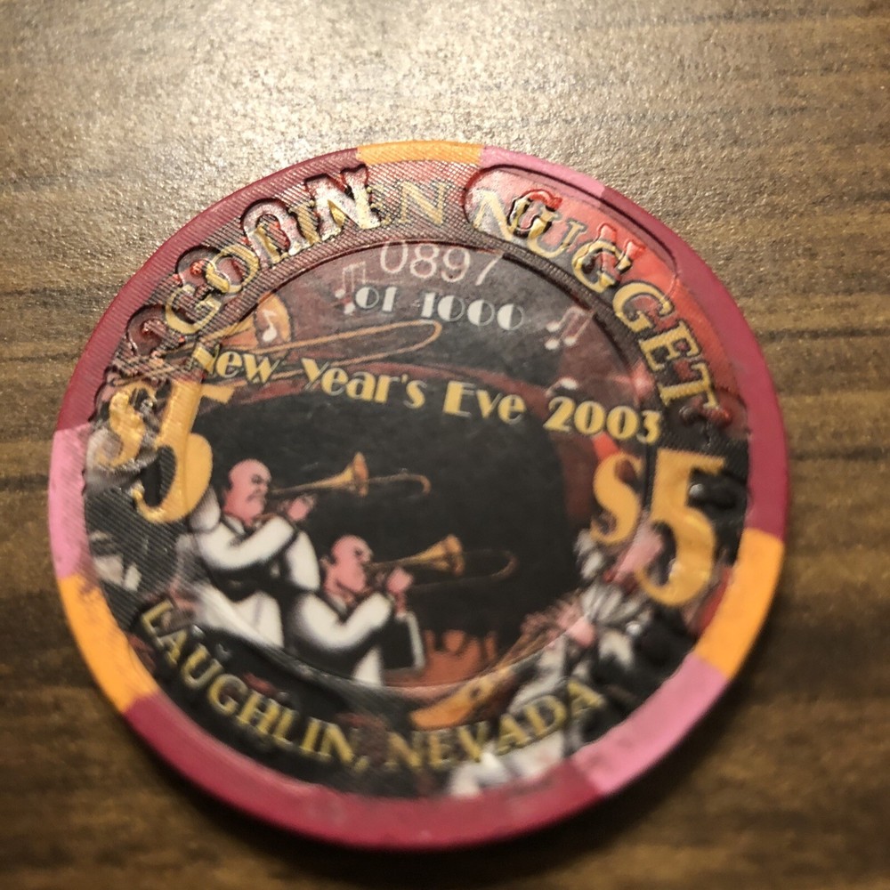 $5 golden nugget new years eve 2003 obsolete laughlin  casino chip-image