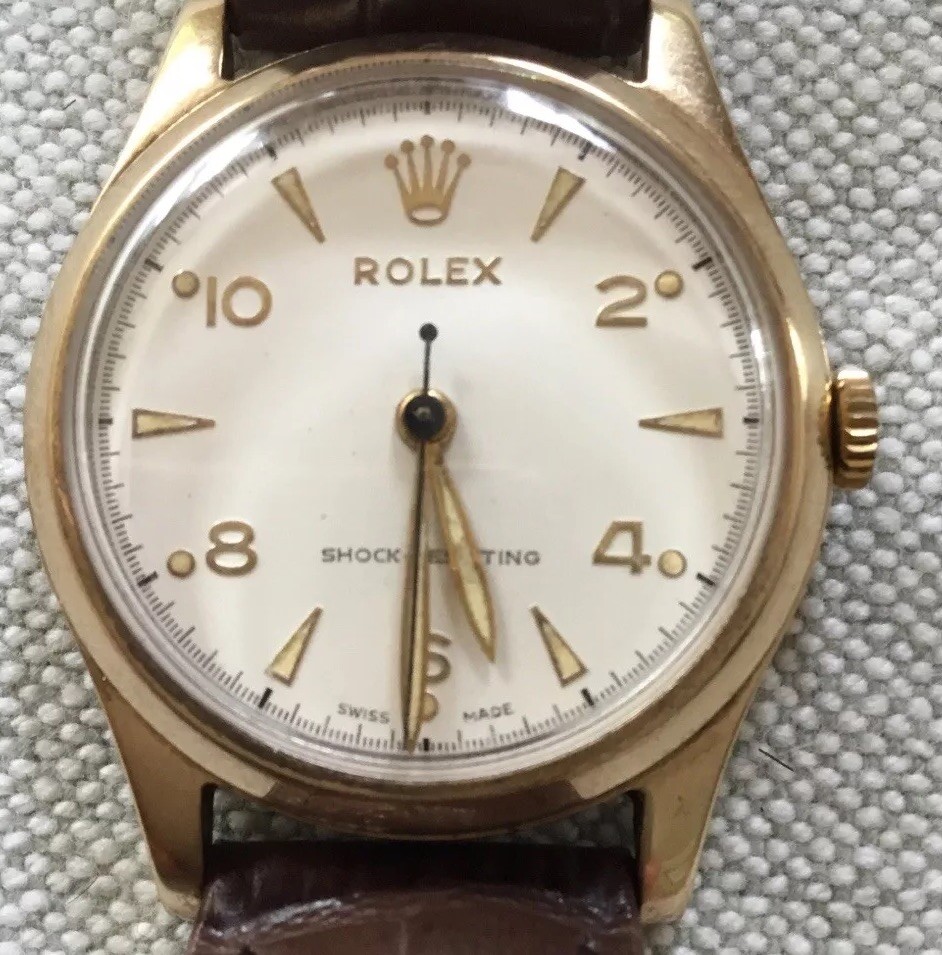 Rolex 9ct Gold Mens Watch 1950’s Dennison 0.375 Case Rolex 15 Jewel Movement