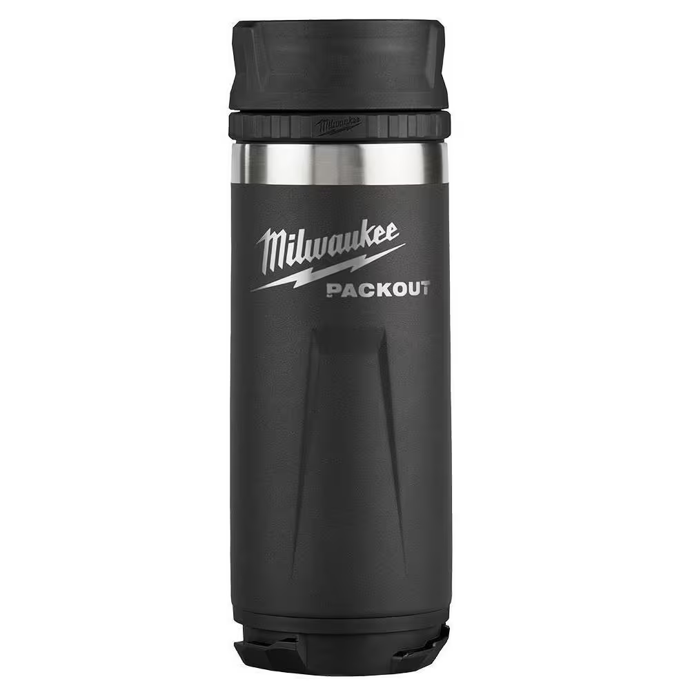 MILWAUKEE PACKOUT 18 Oz Insulated Black Bottle with Convenient Sip Lid for On-the-Go Hydration