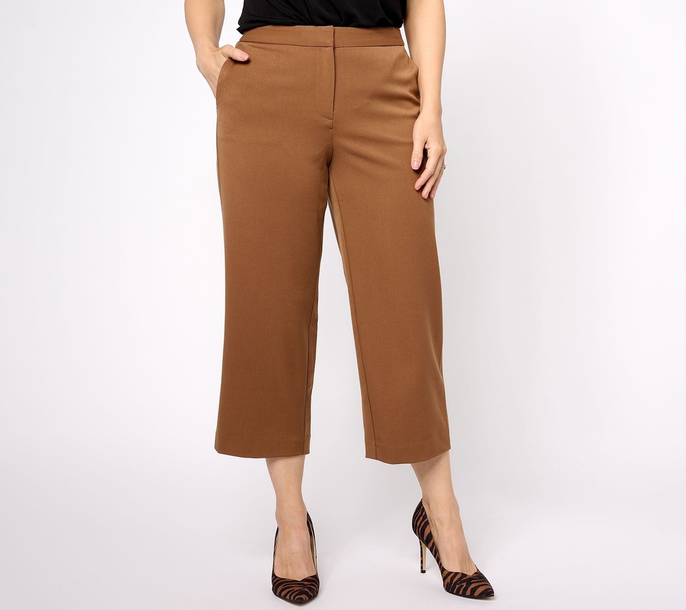 Susan Graver Women's Shorts Sz 14 Tailored by Reg Bi-Stretch Dune Brown A615697