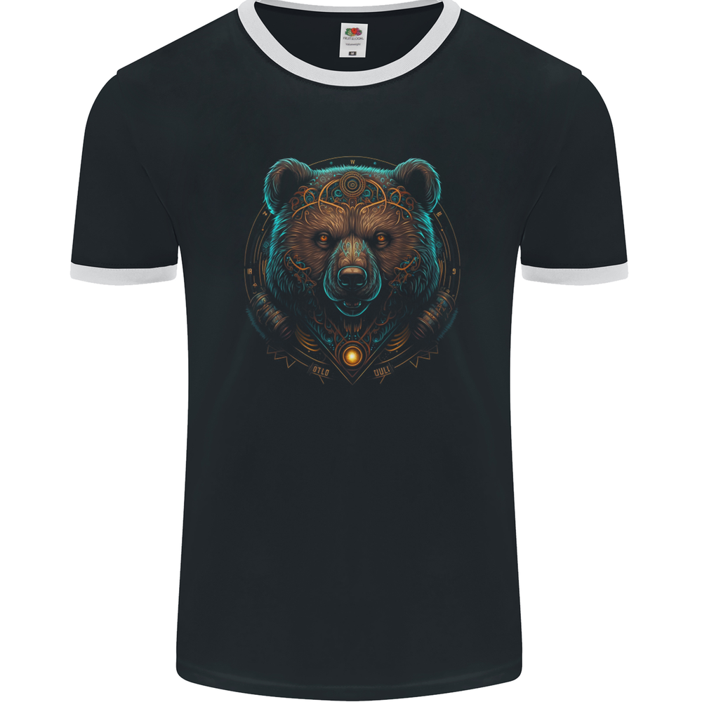 Futuristic Sci-Fi Grizzly Bear Mens Ringer T-Shirt by FotL