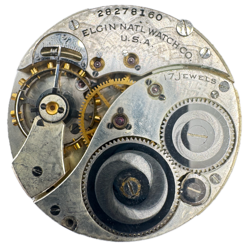 1925 Elgin 17J Hunter Case Pocket Watch Movement 344 USA Antique 12s Mechanical