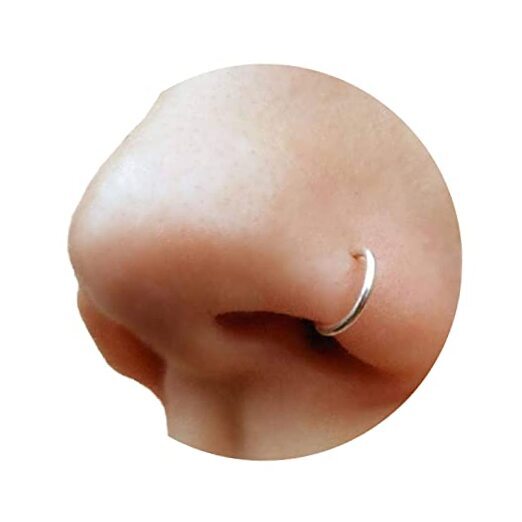 Fake Clip On Nose Ring 20g - 925 Tiny Faux Piercing Hoop - No Sterling Silver