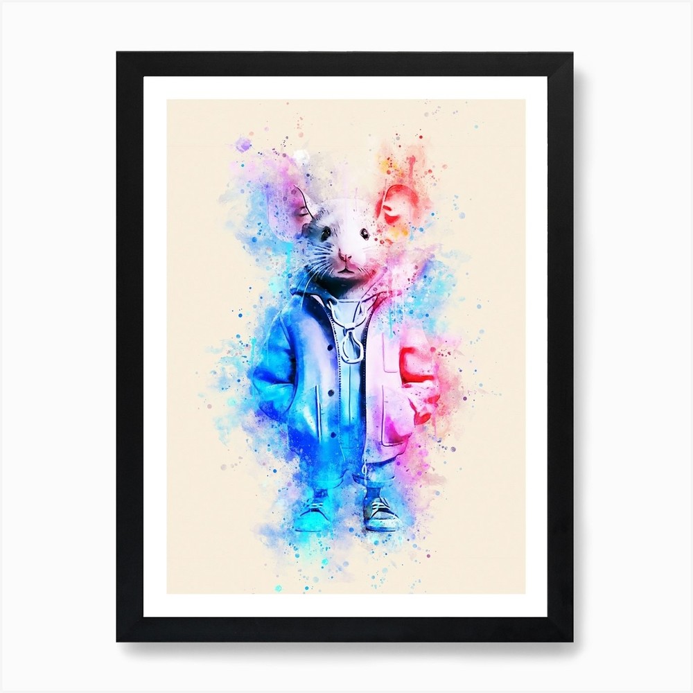 Rat In A Jacket Art Print Framed Wall Art Poster Canvas Print Picture