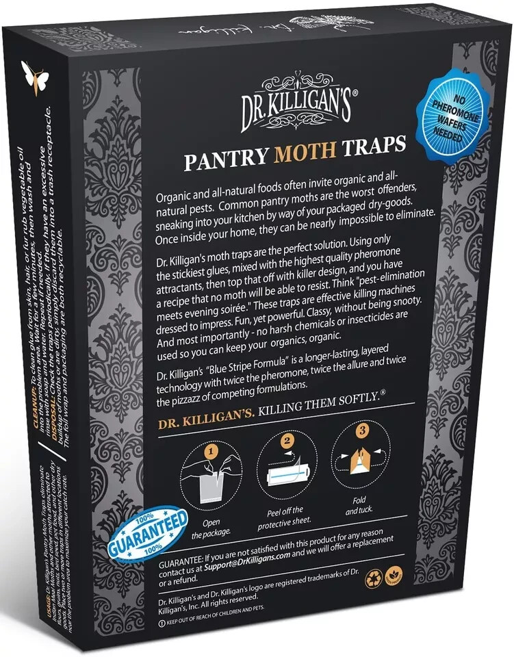 Dr.KilliganS Premium Pantry Moth Traps with Pheromones Prime Safe Non-Toxic
