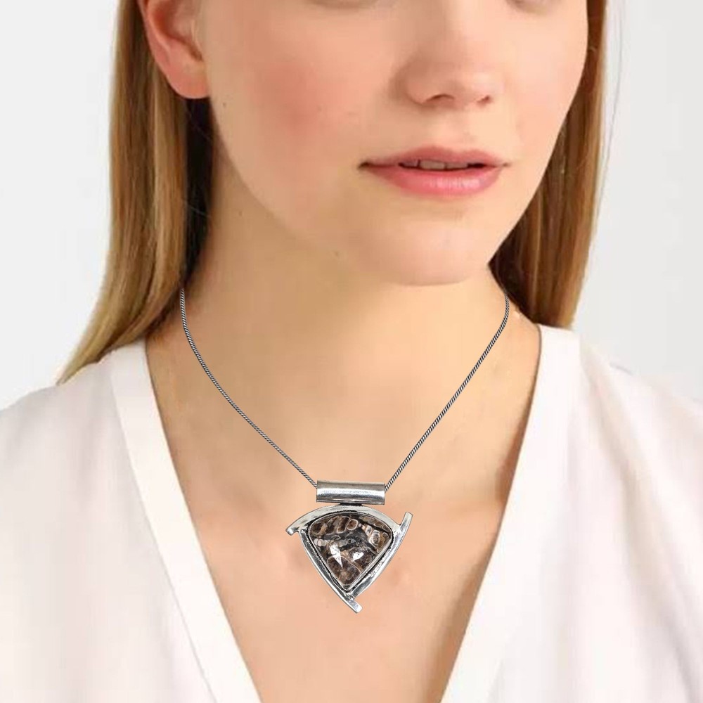 Sterling Silver Turtella Jasper Pendant Necklace