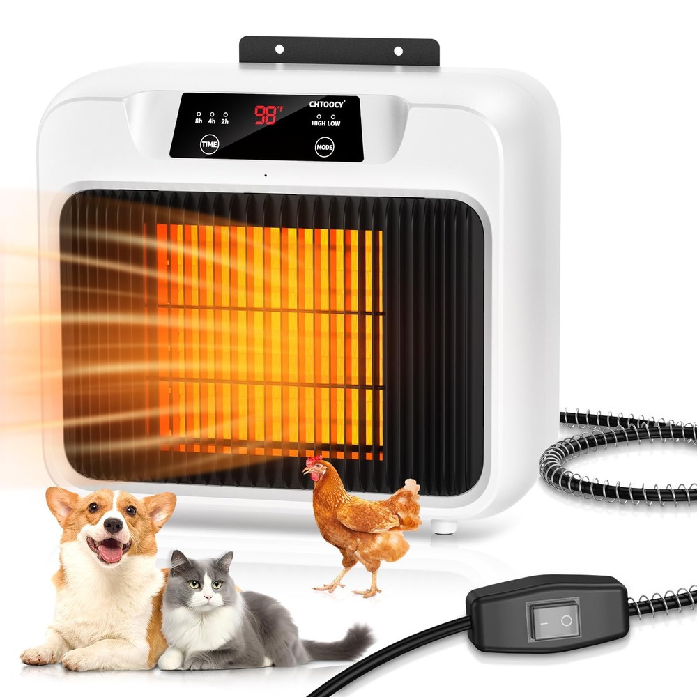 600W Dog House Heater, Pet Heater w Time Setting (2 4 8 H) Dog Heater for Out...