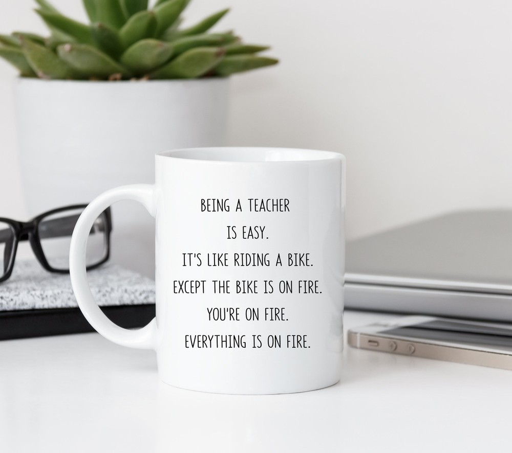 Being A Teacher Is Easy Mugriding A Bike Mug Teacher Gift Personalized Teacher