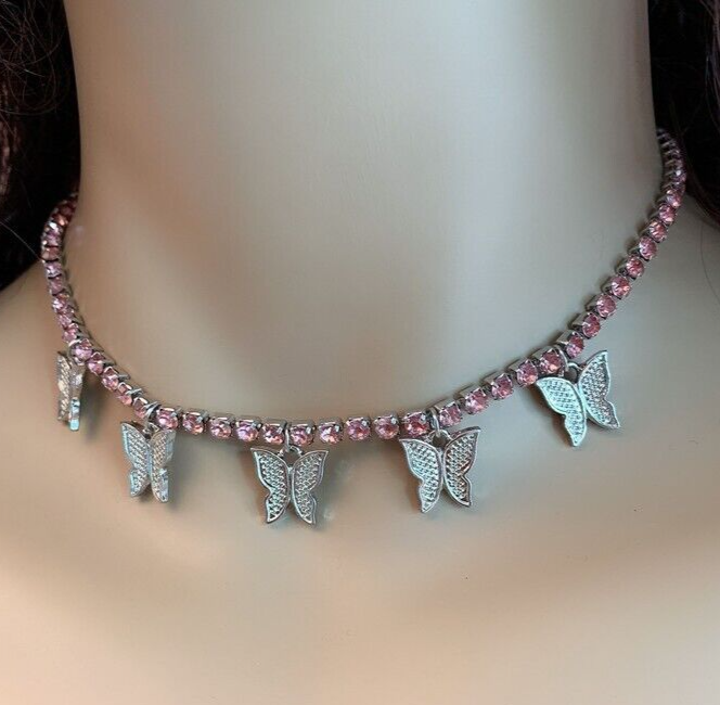 Choker for Valentine Gift Silver Plated Choker Necklace 3.5 Ct Simulated Diamond