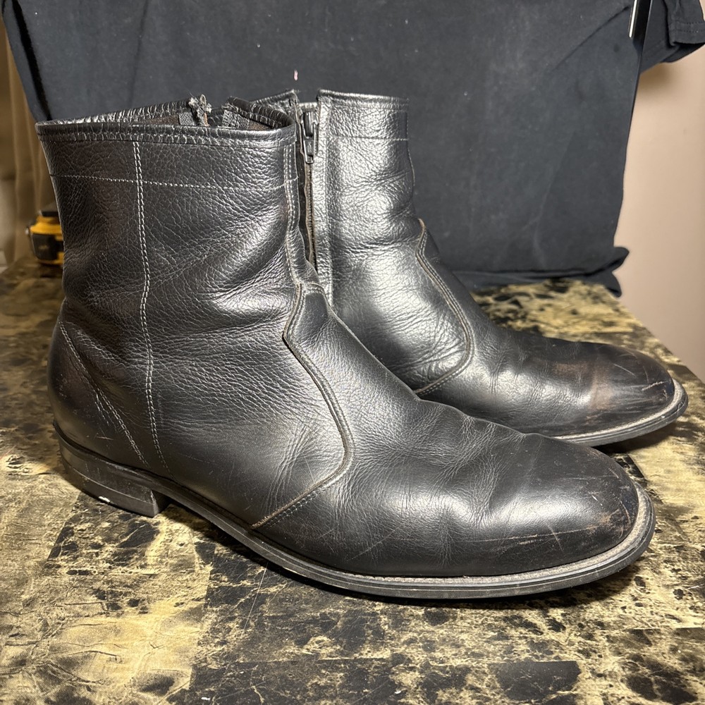 Men’s Vintage Goodyear Ankle Boots 12D Black Leather Side Zipper Great Condition